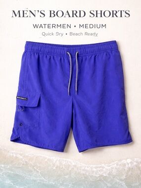 Men's Board Shorts in Royal Blue - Quick Dry Swim Trunks